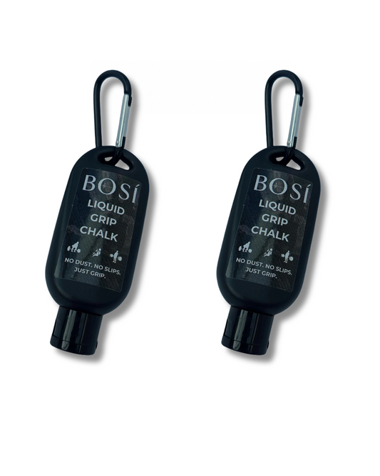 BOSÍ Liquid Grip Chalk – 50ml quick-dry gym chalk with carabiner clip for lifting, climbing, and workouts